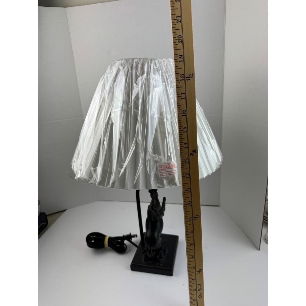 Black Rearing Horse Table Lamp Equestrian Stallion Sculpture White Pleated Shade - Picture 11 of 11